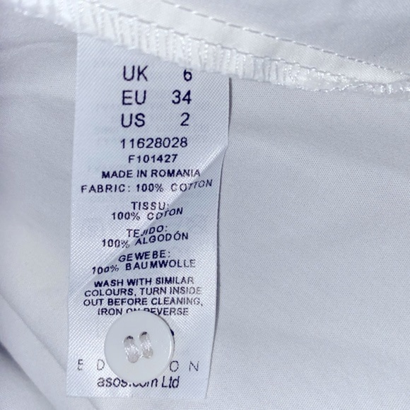 ASOS Edition white ruffle detail oversized shirt dress size 2 - Picture 10 of 10